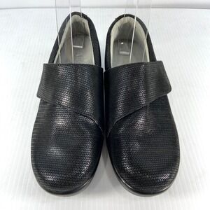 Alegria Lauryn Black Textured Leather Slip On Clogs Shoes Womens EU 36 US‎ 6 6.5